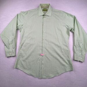 Egara Men's Plaid Long-sleeve size Large 16-1/2 34-35 Green & Blue Button-down